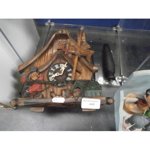 446 - Vintage cuckoo clock with pendulums depicting Disney characters