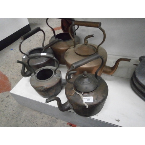 502 - Five vintage kettles