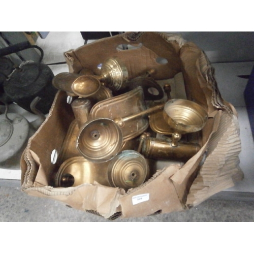 509 - Box of vintage brass candle lights