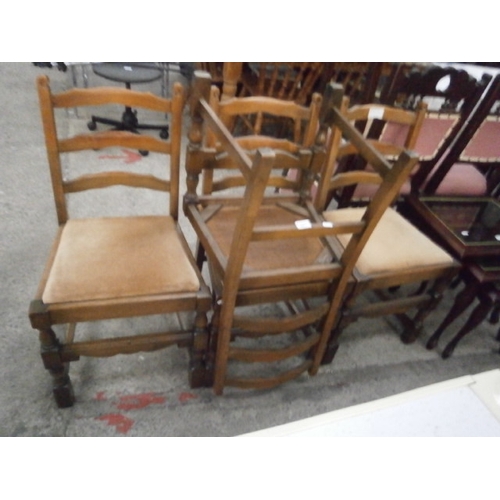 645 - Set of 4 x vintage ladder back dining chairs