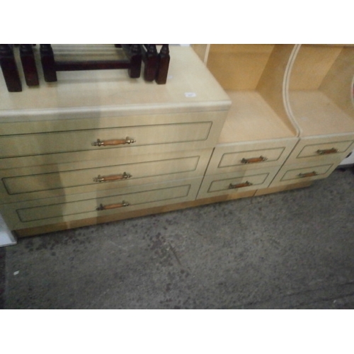 650 - 3 drawer bedroom chest and 2 x matching bedsides