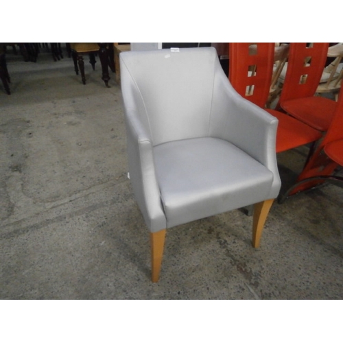 671 - Grey faux leather arm chair