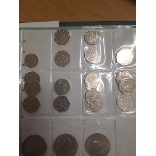 252 - Folder of 231 various old coins & collectible 50p coins