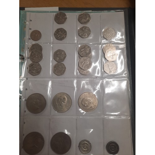 252 - Folder of 231 various old coins & collectible 50p coins