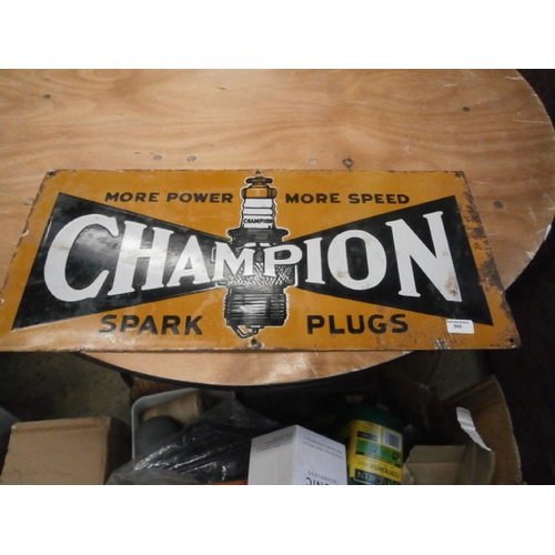 545 - Enamel champion spark plug sign 30 x 14 inch