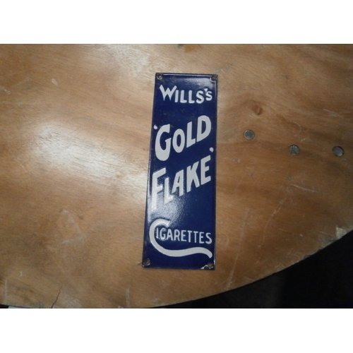 547 - Enamel Wills cigarettes sign 3.5 x 11 inch