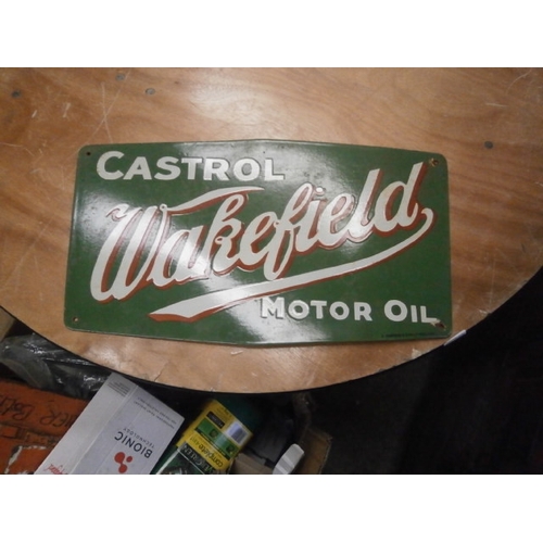 548 - Enamel Castrol motor oil sign 23 x 13 inch