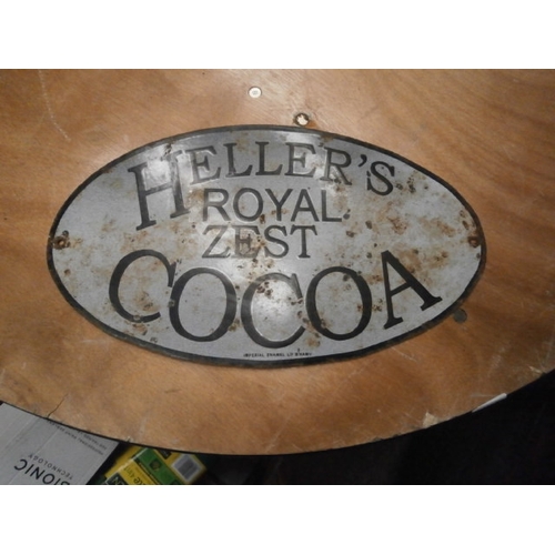 553 - Enamel Hellers cocoa sign 18 x 10 inch