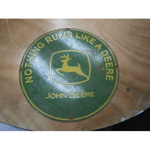 558 - Enamel John Deere sign 15 inch diameter