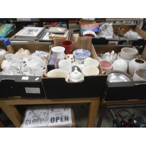 118 - Three boxes inc ornaments, planters, crockery, etc