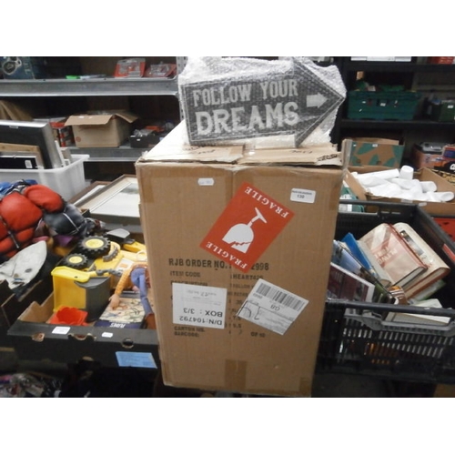 130 - Box containing follow your dream wooden signs