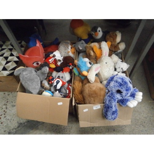 184 - Two boxes of soft toys