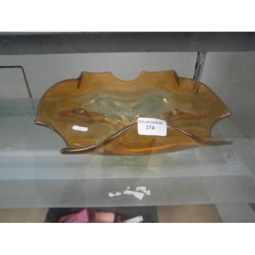 374 - Decorative amber glass bowl