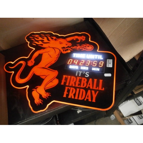 48 - Illuminated fireball Friday countdown sign, working