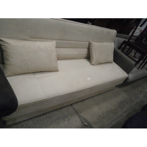 619 - Long bench style faux suede settee