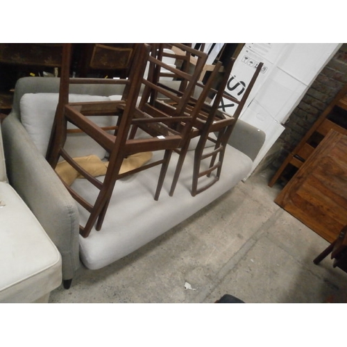 620 - Long upholstered settee and 4 x retro dining chair frames