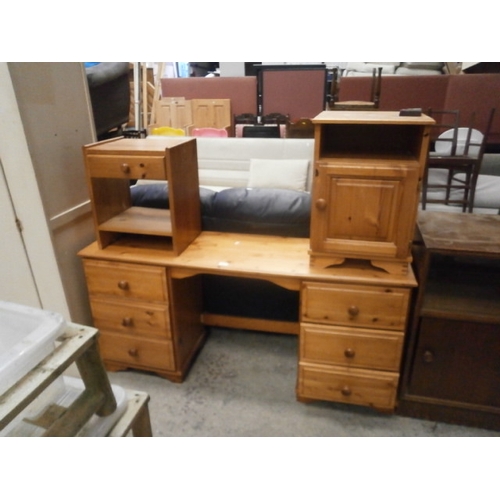 632 - 6 drawer pine dressing table and 2 x pine bedsides