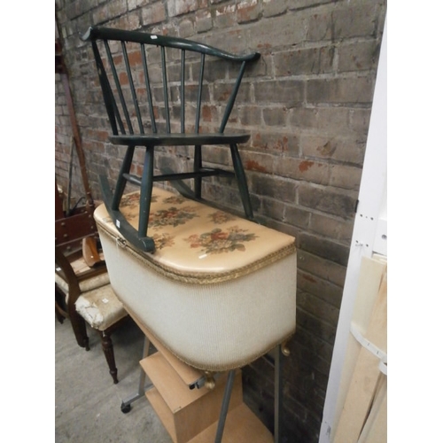 660 - 3 x items including a painted ERCOL Cowhorn rocking chair