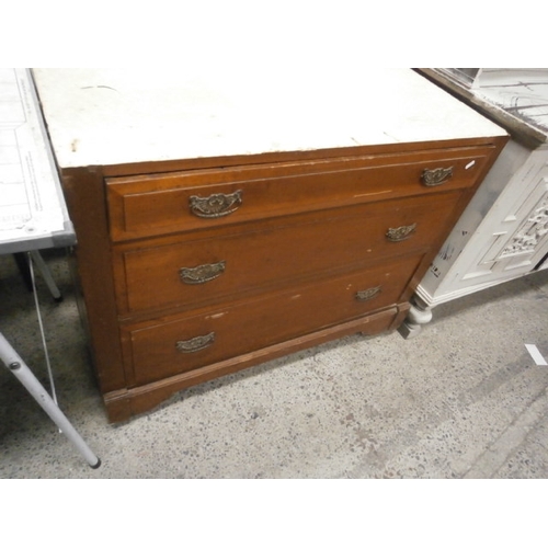 681 - A large vintage 3 drawer chest with replacement top