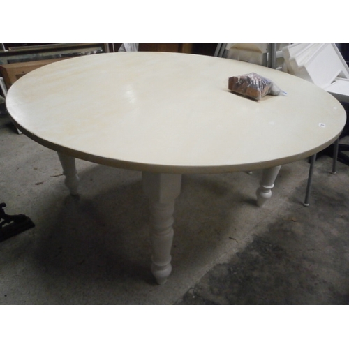 687 - 5ft diameter painted table on solid turned leg frame