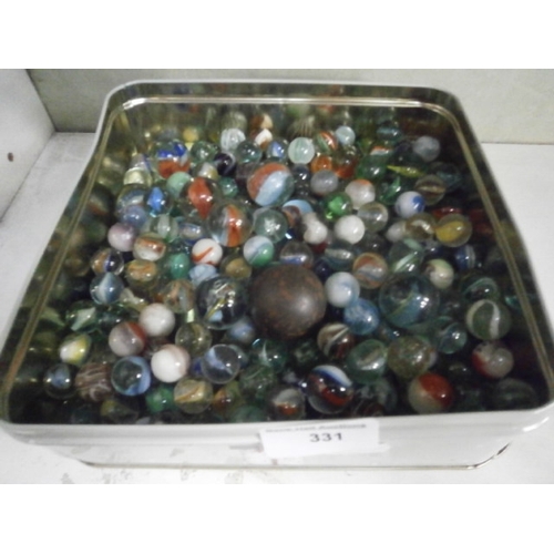 331 - Tin of assorted old marbles