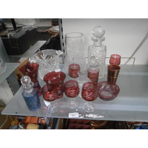 423 - Collection of decorative glassware inc cranberry glass