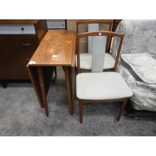 Teak drop leaf table & 2 chairs