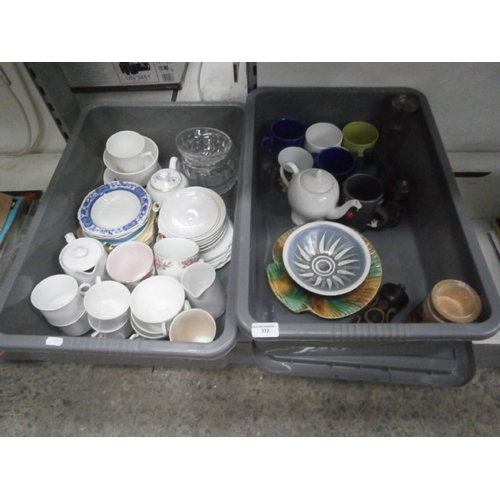 372 - Two boxes of assorted pottery