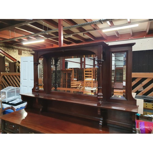 606 - Carved mirror back chiffonier with bevel edge mirrors , carved panel door