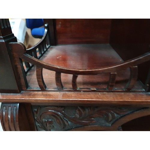 606 - Carved mirror back chiffonier with bevel edge mirrors , carved panel door