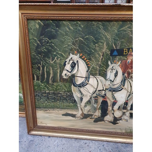 213 - Large gilt framed oil on canvas painting by local artist W Hobson