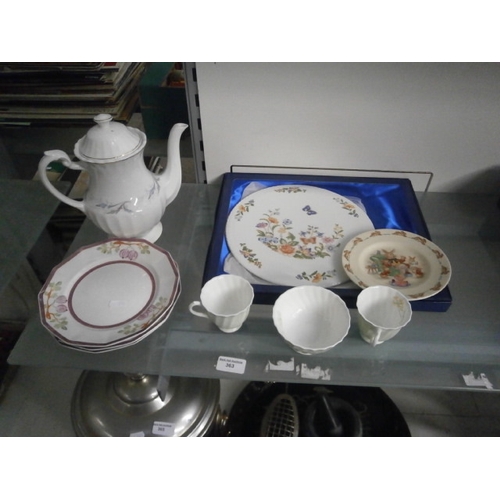 363 - Lot inc Lustre plates, J & G Meakin coffee pot, Royal Doulton china, Aynsley cottage garden plate, B... 