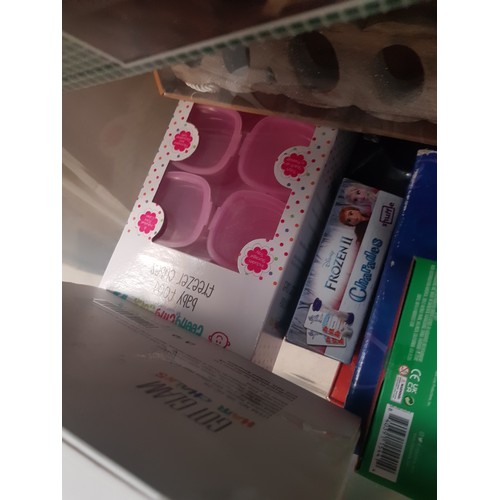 13 - Box inc jigsaw puzzles, hair chalks, freezer cubes, playing cards, wine cooler, flashcards, etc