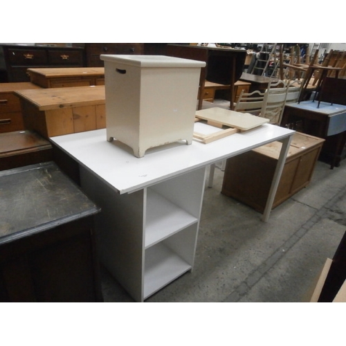 638 - A small linen box, folding table and a large dressing table