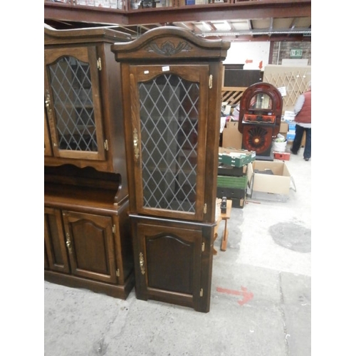 695 - Vintage lead glazed corner cabinet