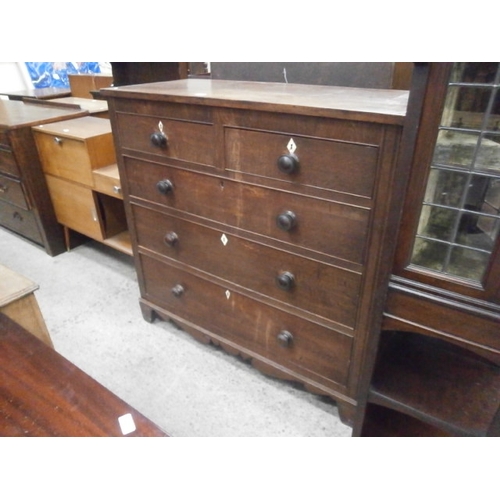 640 - Large 2 over 3 drawer chest one back leg missing