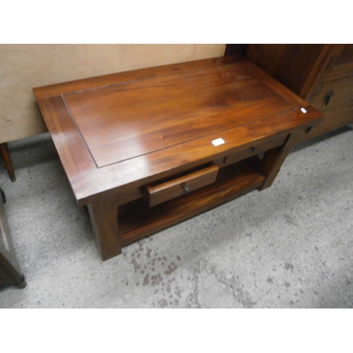 643 - Solid 2 tier coffee table with 2 drawers