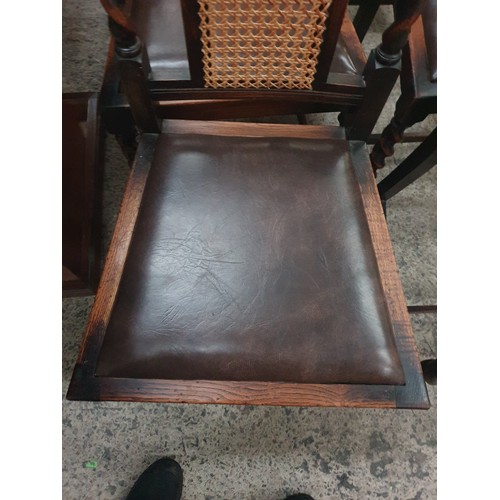 616 - Set of barley twist chairs with bergie back panel