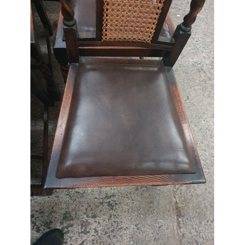 616 - Set of barley twist chairs with bergie back panel