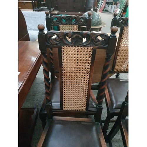 616 - Set of barley twist chairs with bergie back panel