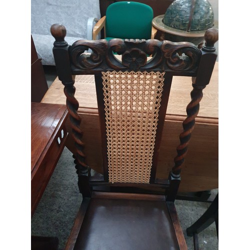 616 - Set of barley twist chairs with bergie back panel