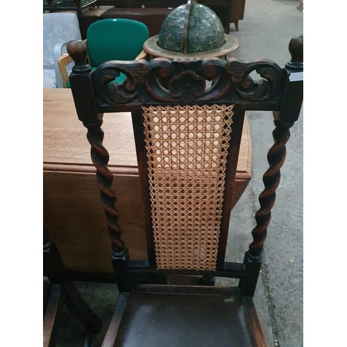 616 - Set of barley twist chairs with bergie back panel