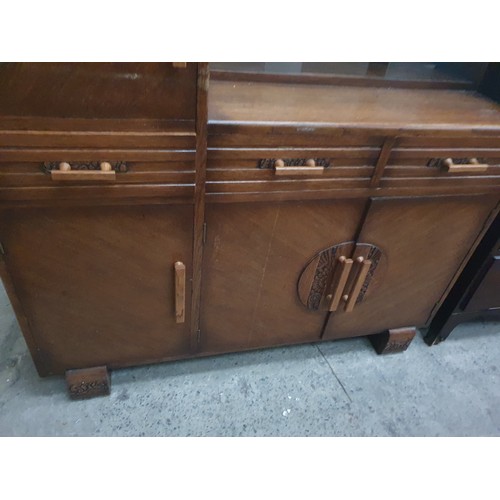 636 - Oak sideboard with glass sliding door display