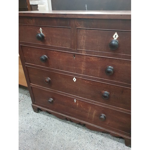 640 - Large 2 over 3 drawer chest one back leg missing