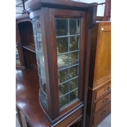 641 - Art deko inlaid chiffoner with mother of pearl inlay lead glass doors in good condition