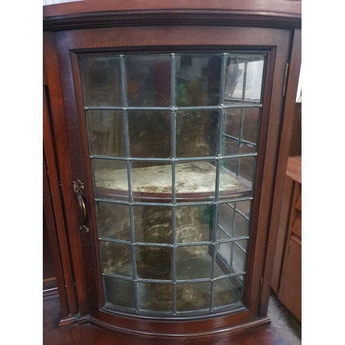 641 - Art deko inlaid chiffoner with mother of pearl inlay lead glass doors in good condition