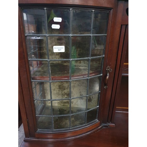 641 - Art deko inlaid chiffoner with mother of pearl inlay lead glass doors in good condition