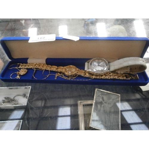 241 - Two assorted watches and necklace