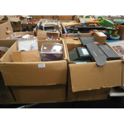 121 - Two boxes of assorted door handles