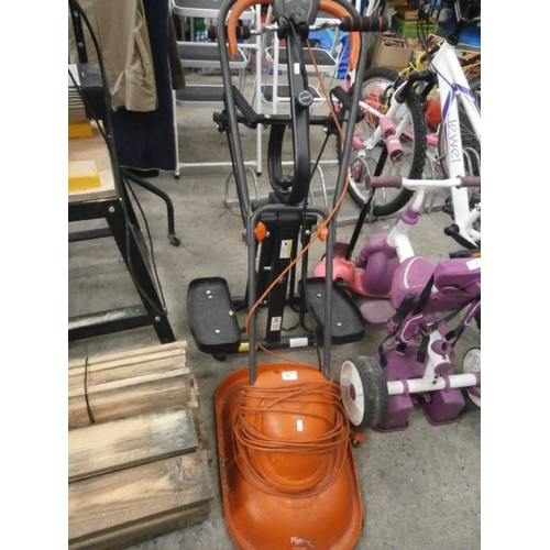 245 - Lot inc electric lawnmower and leg exerciser